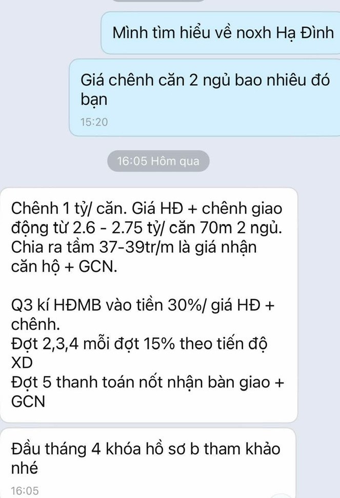 Nhieu hoi nhom dang cac thong tin ban chenh du an nha o xa hoi Ha Dinh hang ti dong du du an chua mo ban.