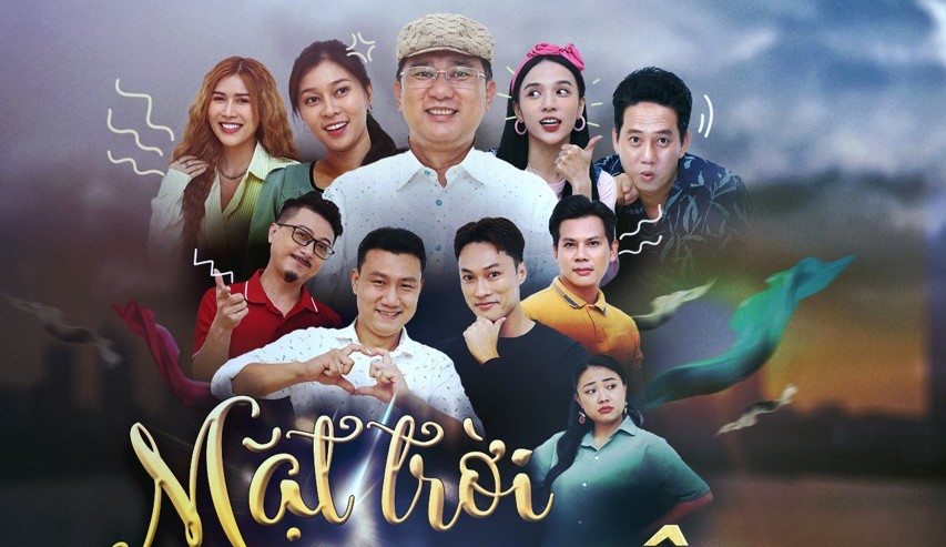 Hua Minh Dat and the stars of the movie Sun in the Night. Photo: Film crew.