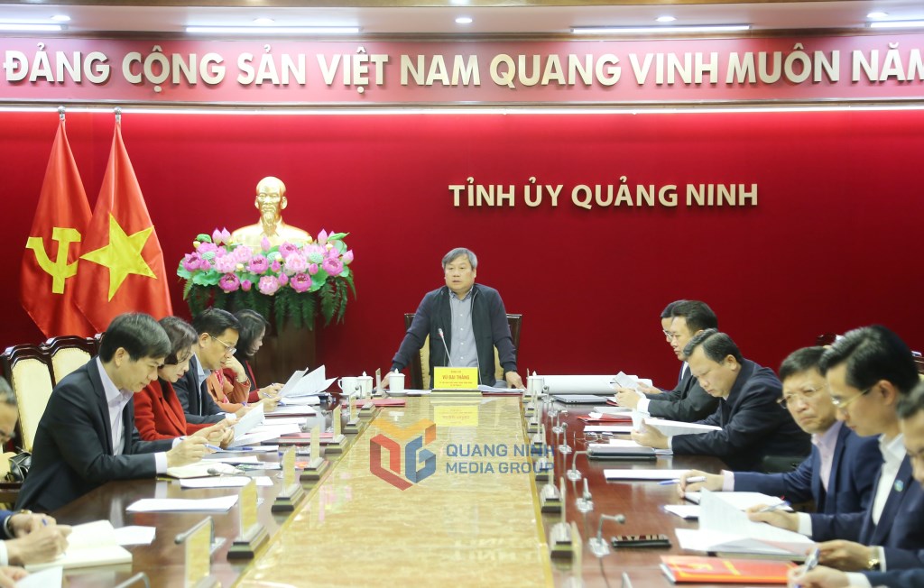 The Steering Committee for the arrangement of commune-level administrative units of Quang Ninh province held its first meeting. Photo: Quang Ninh Provincial Media Center.