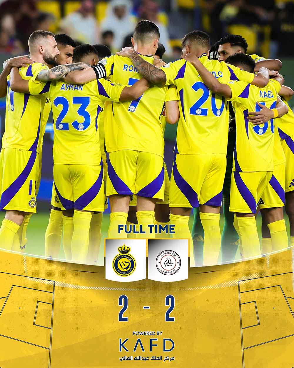 Al-Nassr had a 2-2 draw with Al- Shabab on the day Ronaldo scored. Photo: Al-Nassr