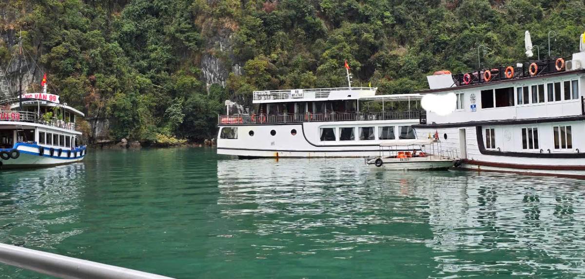 Tau du lich nghi dem cua vinh Ha Long xuat hien tren vinh Lan Ha. Anh do chu tau du lich ben vinh Lan Ha cung cap.