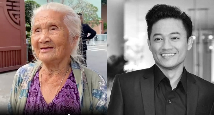 Artist Hong Sap came early to visit the late artist Quy Binh. Photo: Trang Nguyen.