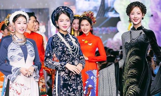 Dàn hoa hậu tham gia trình diễn và lan tỏa vẻ đẹp, tình yêu với áo dài. Ảnh: Ban tổ chức