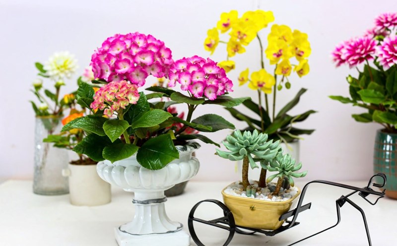 Ms. Hoa's clay flower products. Photo: Lam Hong