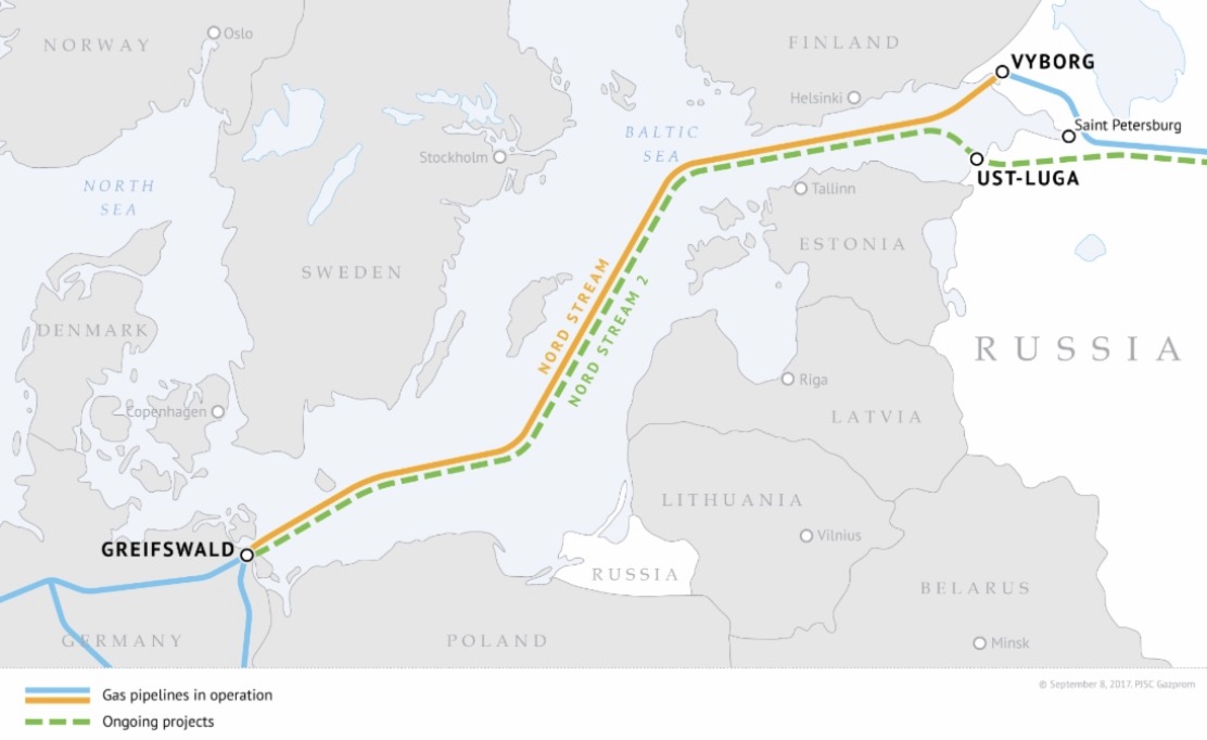 Duong ong dan khi Nord Stream va Nord Stream 2. Anh: Gazprom 