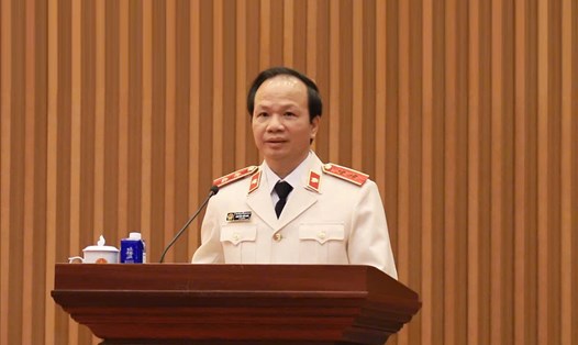 Ông Nguyễn Tiến Sơn - Trợ lý Viện trưởng VKSND Tối cao - phát biểu sau khi nhận quyết định bổ nhiệm. Ảnh: VKSND Tối cao