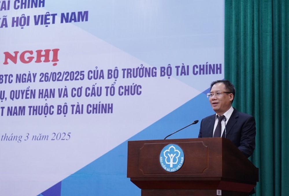 Giám đốc BHXH Việt Nam Lê Hùng Sơn phát biểu tại hội nghị. Ảnh: Phạm Chính