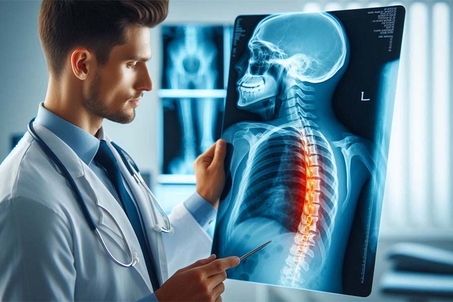 Spinal curvature can affect health and life if not detected and treated promptly. Photo - AI: Cat Tien