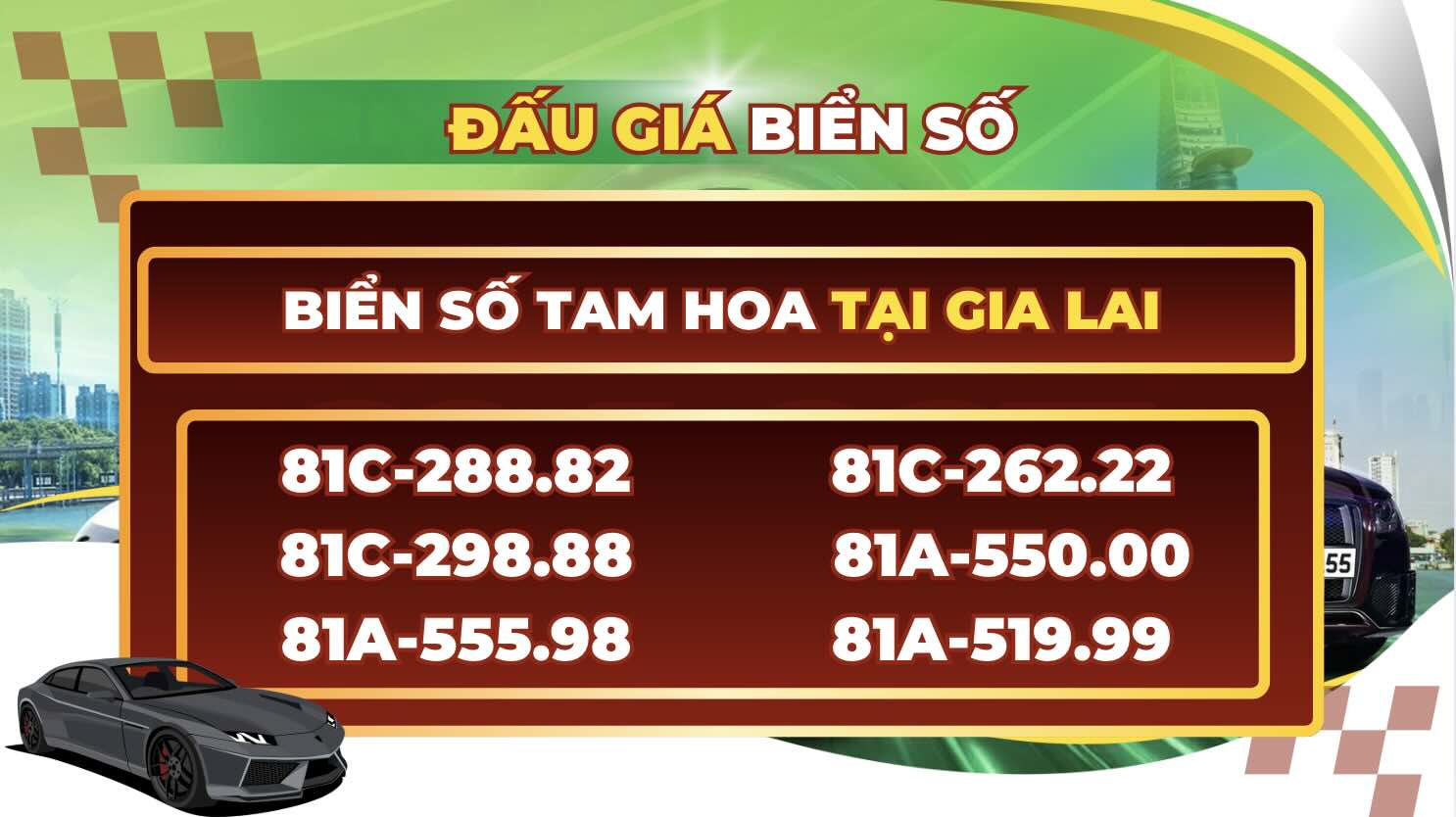 Una serie de tarjetas de tres flores de la provincia de Jia Lai en una subasta