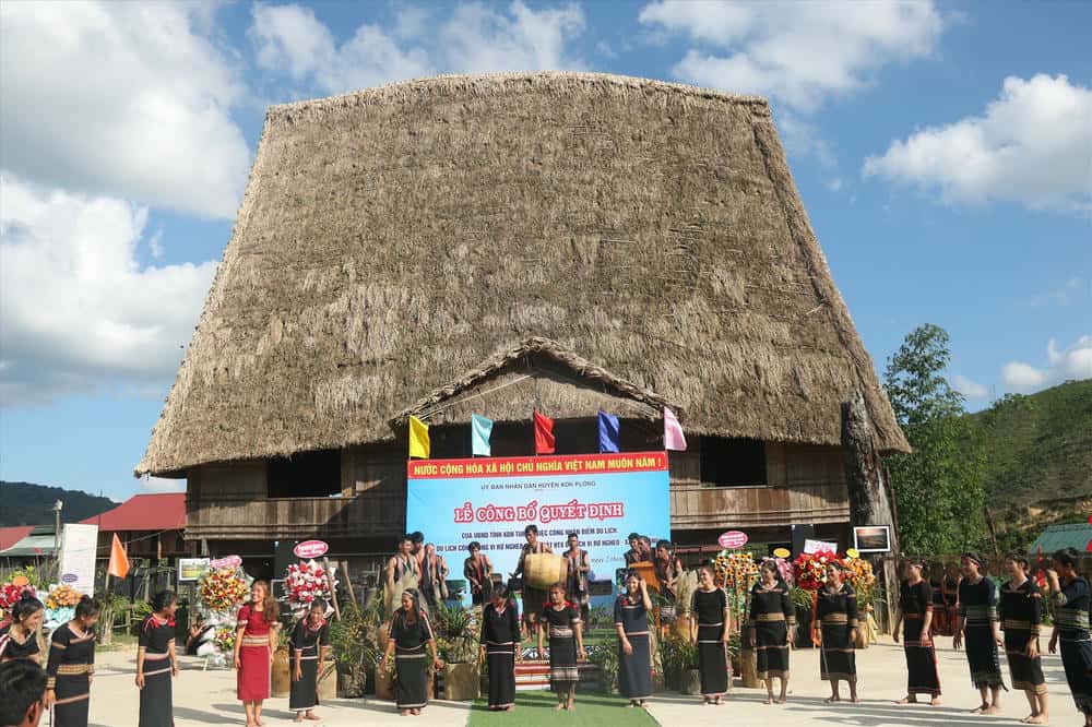 Traditional houses make a mark for community tourism villages. Photo: Kon Plong District