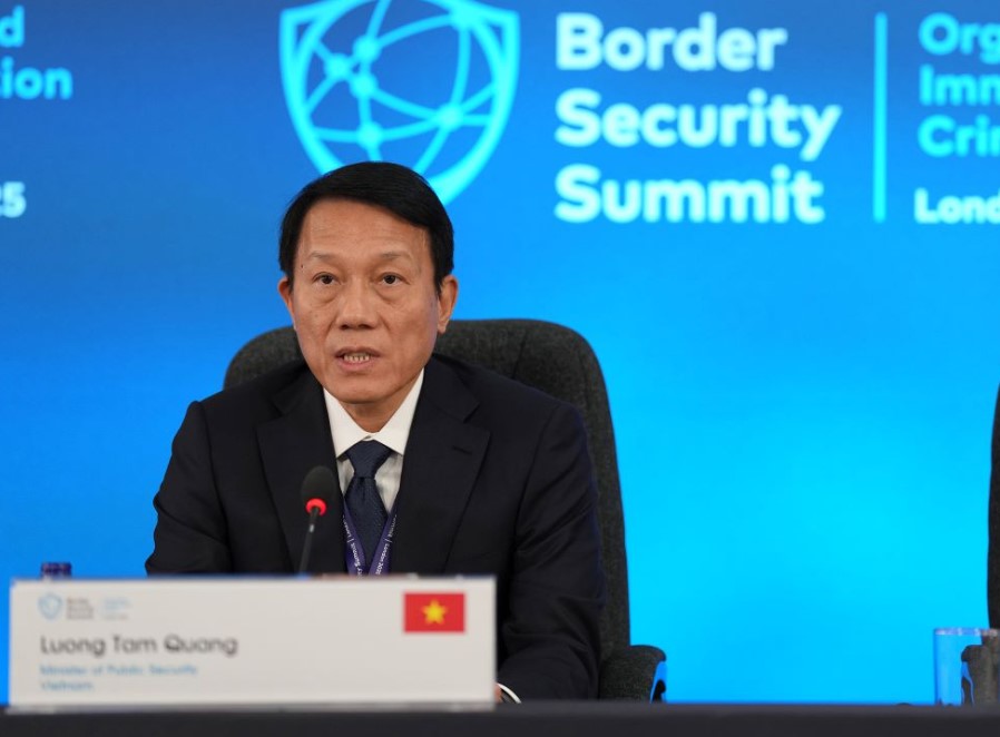 El general Luong Tam Quang, miembro del Ministerio de Politica, Ministro de Seguridad Publica asiste a la conferencia en el Reino Unido, el 31 de marzo de 2025. Imagen: Embajada de Reino Unido