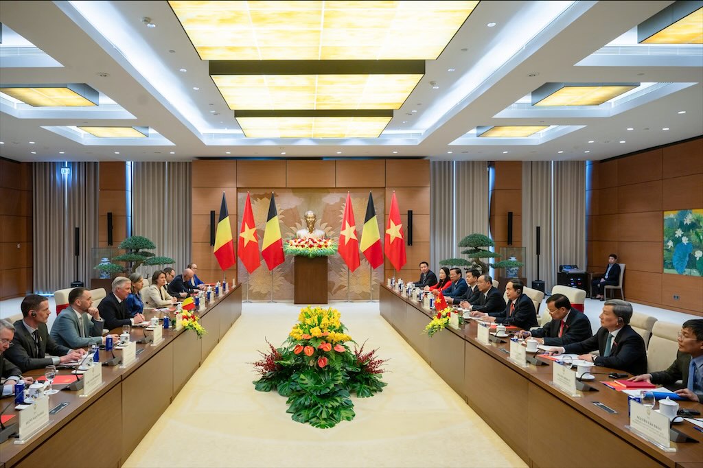 Politburo member and National Assembly Chairman Tran Thanh Man met with King Philippe of Belgium. Photo: Hai Nguyen
