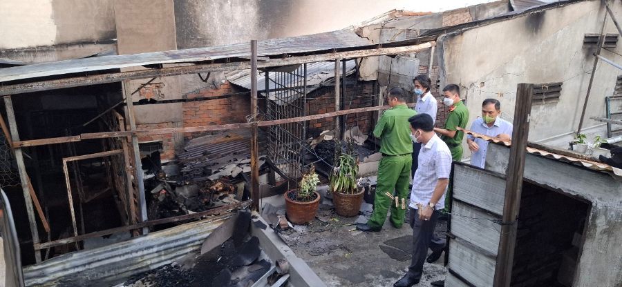 The force conducted an investigation and determined the cause of the fire. Photo: Tien Giang Provincial Police