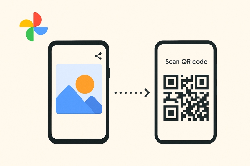 Google Photos may soon deploy photo sharing via QR code. Illustrative photo created by AI