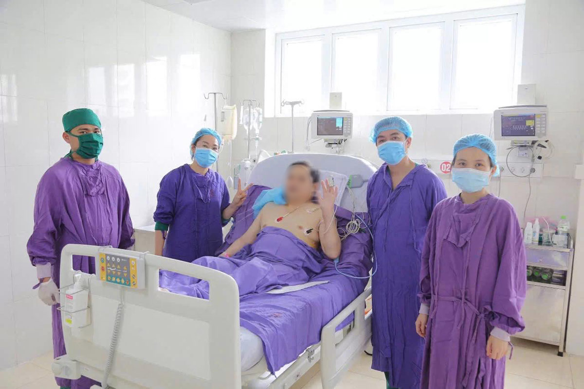 The kidney transplant patient at Quang Ninh General Hospital was alert and had good kidney transplant function. Photo: CDC Quang Ninh