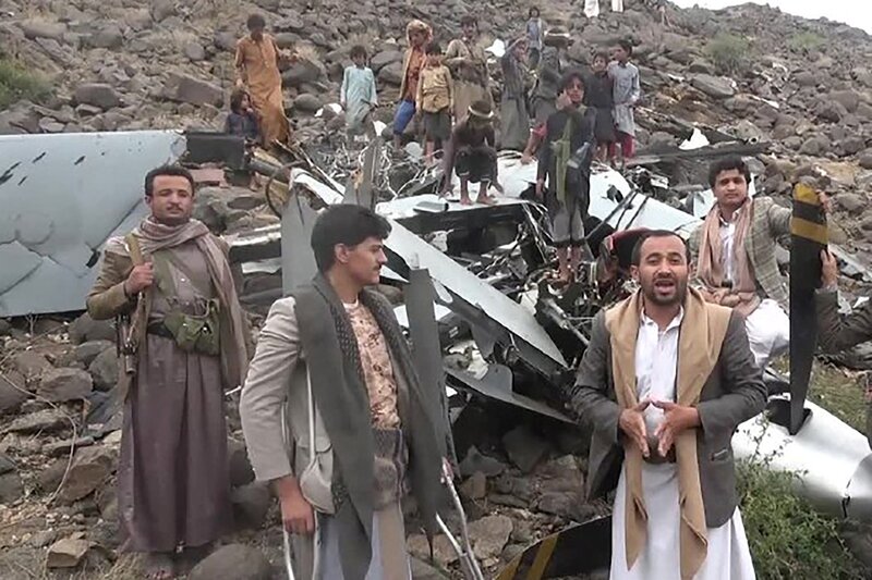 A crash site believed to be a US MQ-9 Reaper UAV was shot down by the Houthis in July 2024. Photo: AFP
