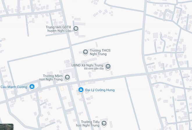 The Chairman of the People's Committee of Nghi Trung Commune (Nghi Loc District) was suspended from work due to lack of responsibility and lax management. Photo: Google map