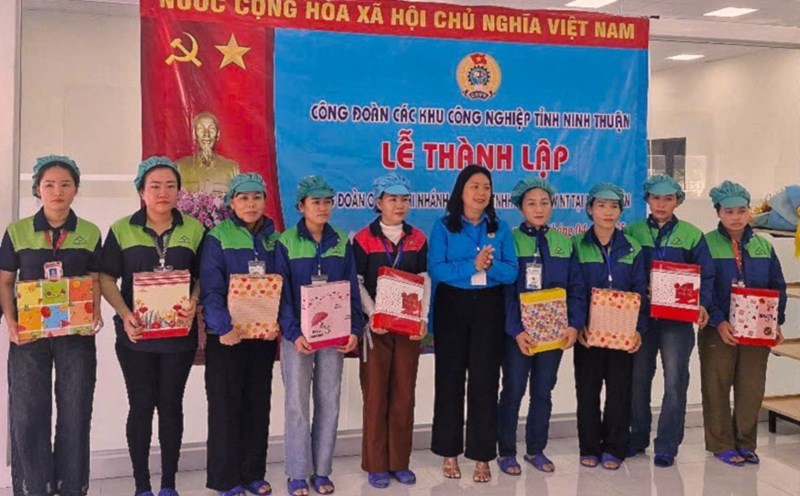 With many solutions to mobilize and develop union members, the Ninh Thuan Provincial Federation of Labor has just admitted nearly 2,500 new union members. Photo: Xuan Hanh