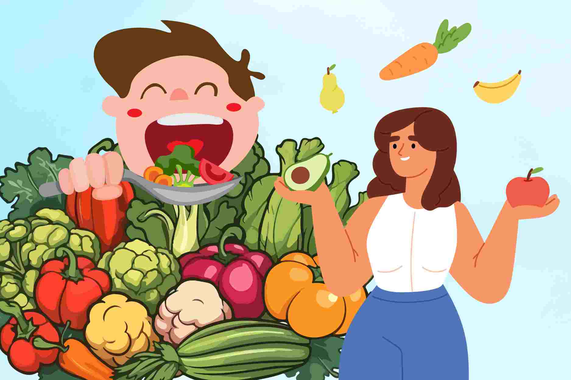 Cinco verduras frescas, deliciosas y nutritivas para comerlas vivas. El dibujo: