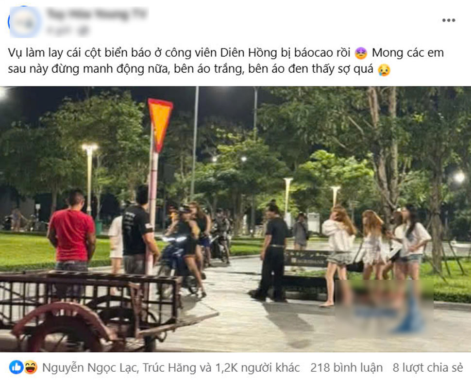 The incident of two groups of women fighting at Dien Hong Park (Tuy Hoa City, Phu Yen) spread on Facebook. Screenshot