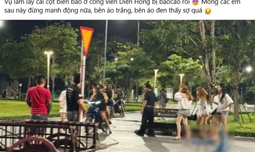 Vụ việc hai nhóm nữ ẩu đả tại Công viên Diên Hồng (TP Tuy Hòa, Phú Yên) lan truyền trên mạng xã hội Facebook. Ảnh chụp màn hình
