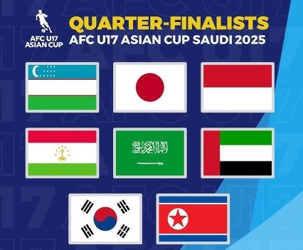 List of 8 teams entering the quarter-finals of the 2025 AFC U17 Championship. Photo: AFC