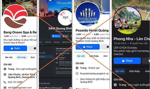 Một số trang giả mạo để lừa đảo khách hàng. Ảnh: Công an Quảng Bình