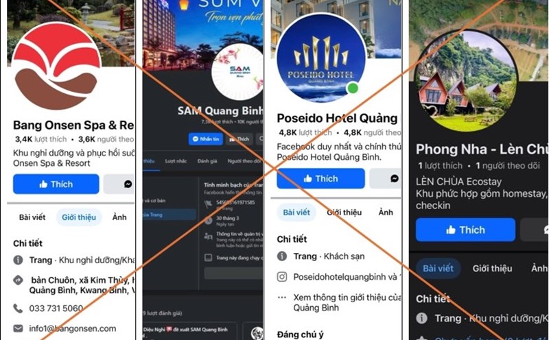 Some fake pages to scam customers. Photo: Quang Binh Police