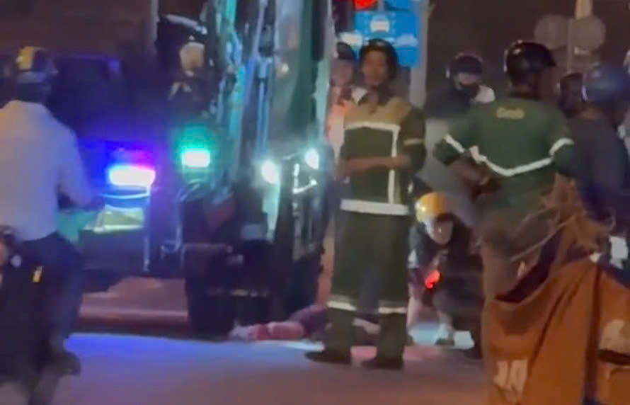 The scene of the accident in Nha Trang that injured a Russian boy on the evening of April 11. Photo: Vinh Tho