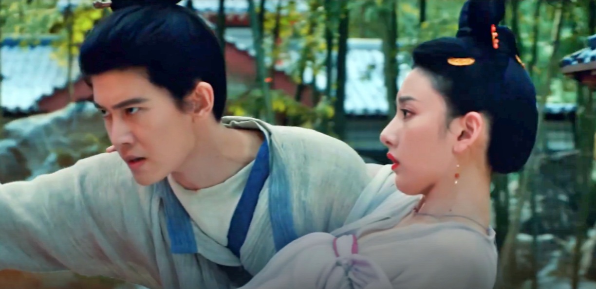 Actors Ren Jialun, Tong To Nhi. Photo cut from the movie No Precedent