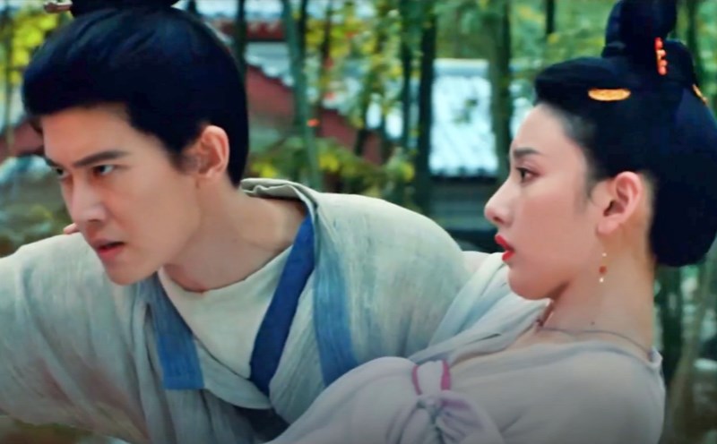 Actors Ren Jialun, Tong To Nhi. Photo cut from the movie No Precedent