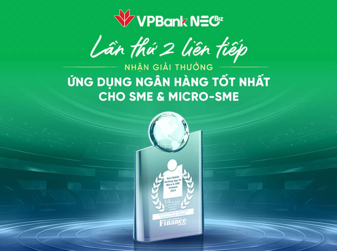 VPBank Neiz has been honored as "the best banking application for SME and SME 2024 Micro and SME enterprises". Photo: VPBank