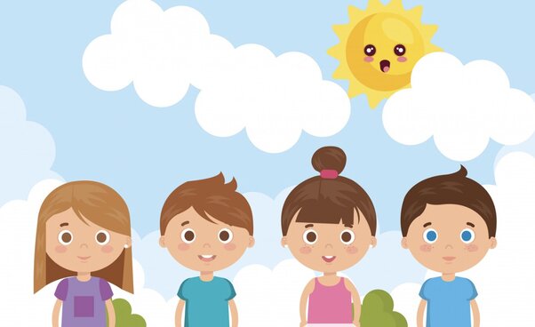 El papel del sol en los niños pequeños. Diseñado por Thuy Duong