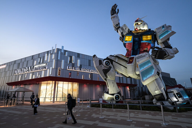La estatua gigante de Gundam se coloco en la exposicion World Expo 2025 en Osaka, Japon. Foto: AFP