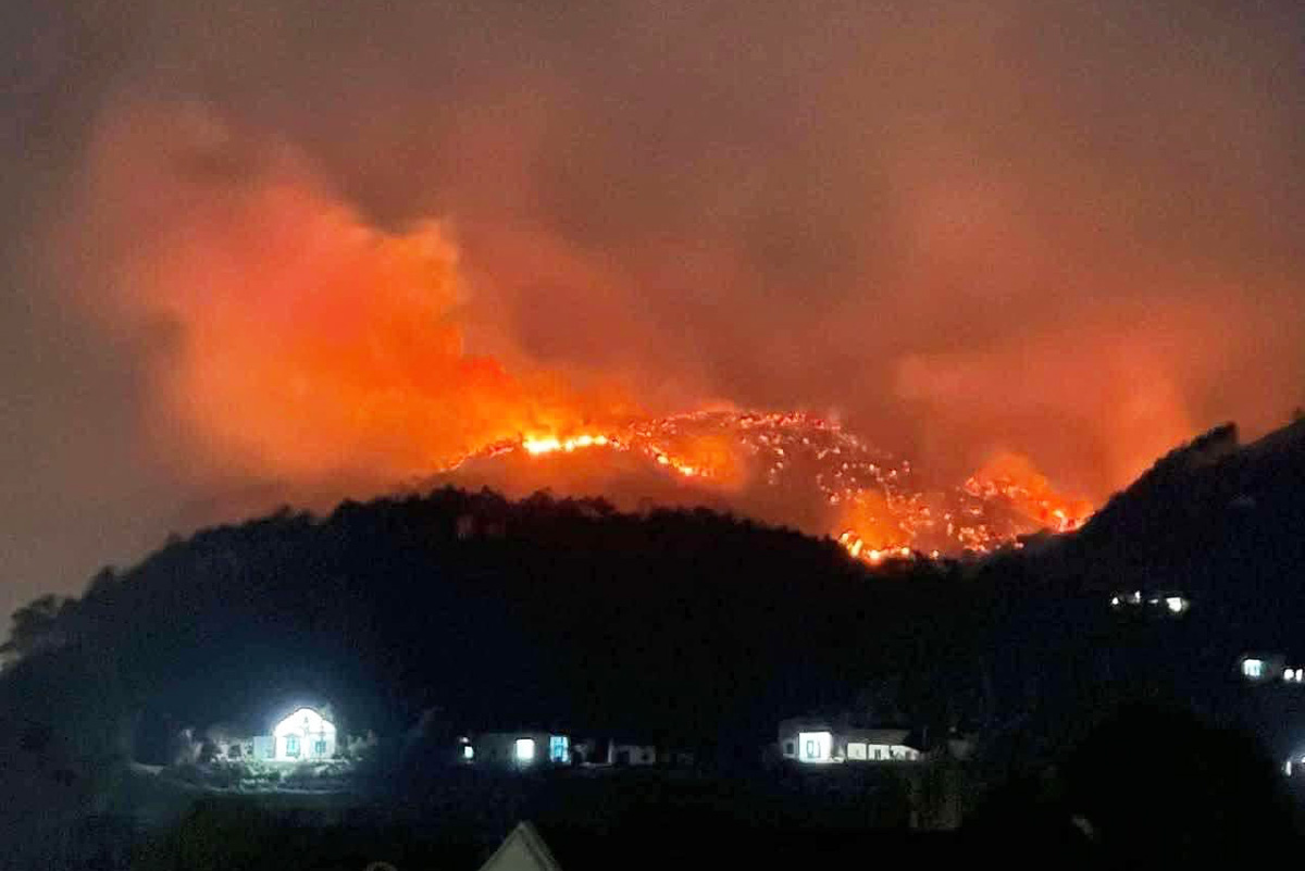 The fire in Binh Lieu town, Binh Lieu district, Quang Ninh province caused more than 40 hectares of vegetation. Photo: people supply