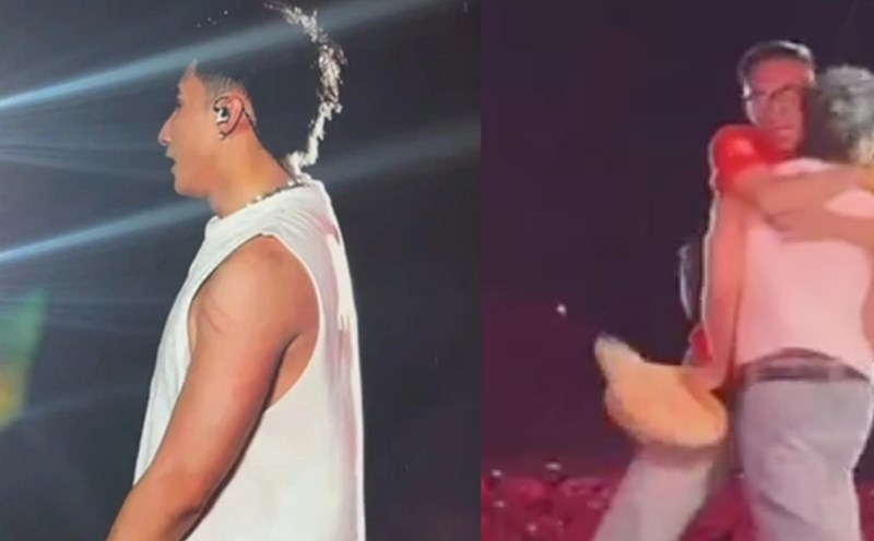 Excessive male fans rushed up to hug and scratch Son Tung M-TP's hand. Photo: Cut from video