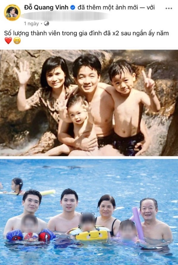Doanh nhan Do Quang Vinh dang tai anh gia dinh tren trang ca nhan. Anh: Chup man hinh