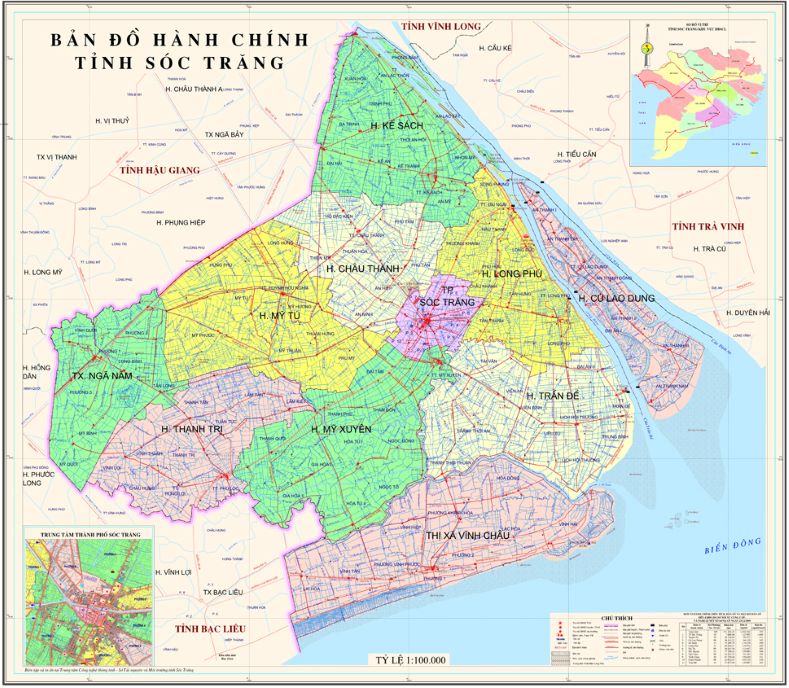 Administrative map of Soc Trang province at present. Photo: Soctrang.gov.vn