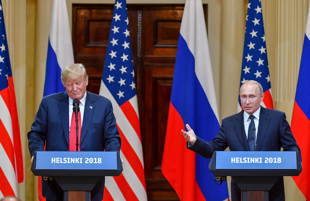 El presidente de los Estados Unidos, Donald Trump, y el presidente ruso Vladimir Putin celebraron una conferencia de prensa despues de una reunion en Helsinki (Finlandia), 16 de julio de 2018. Foto: AFP