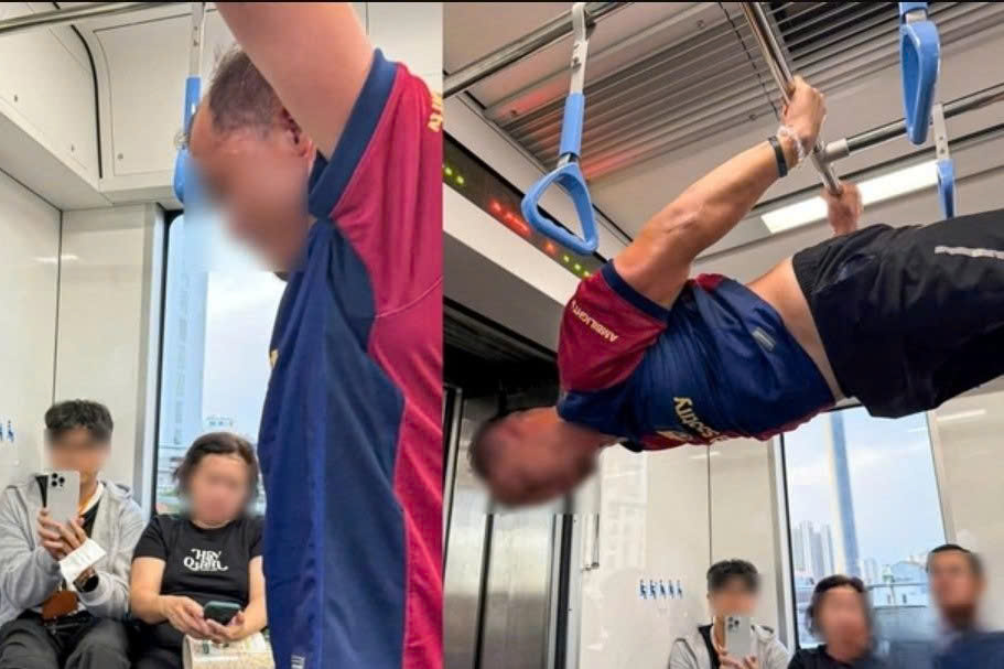El hombre se limpio, inhalo la barra unica en la nave del metro No. 1. Foto: la policia proporciono