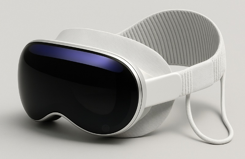 Apple accelerates the development of Vision Pro cheaper and lighter. Artwork created by AI