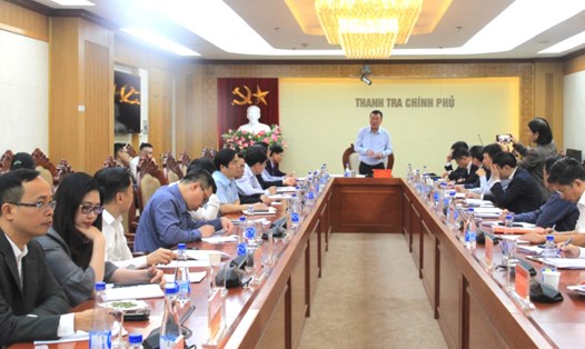 Tổng Thanh tra Chính phủ được giao thay mặt Chính phủ ký tờ trình về dự thảo Luật Thanh tra (sửa đổi) trình Quốc hội. Trong ảnh, Thanh tra Chính phủ họp giao ban cấp vụ tháng 4. Ảnh: Thanh tra Chính phủ