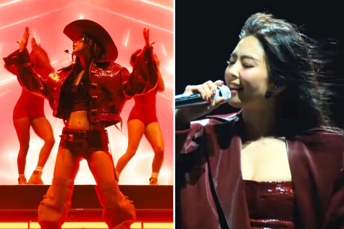 Jennie (Blackpink) se presenta en el concierto de Coachella 2025. Imagen de la pantalla