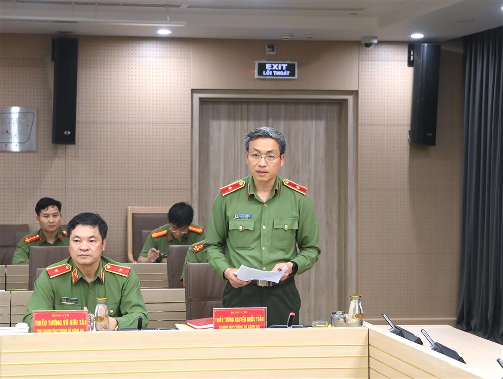 Major General Nguyen Quoc Toan, Chief of Office of the Ministry of Public Security spoke at the meeting of the Security - Health Committee/Security Subcommittee, the fourth P4G Summit Conference in 2025. Photo: Ministry of Public Security