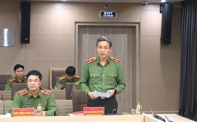 Major General Nguyen Quoc Toan, Chief of Office of the Ministry of Public Security spoke at the meeting of the Security - Health Committee/Security Subcommittee, the fourth P4G Summit Conference in 2025. Photo: Ministry of Public Security