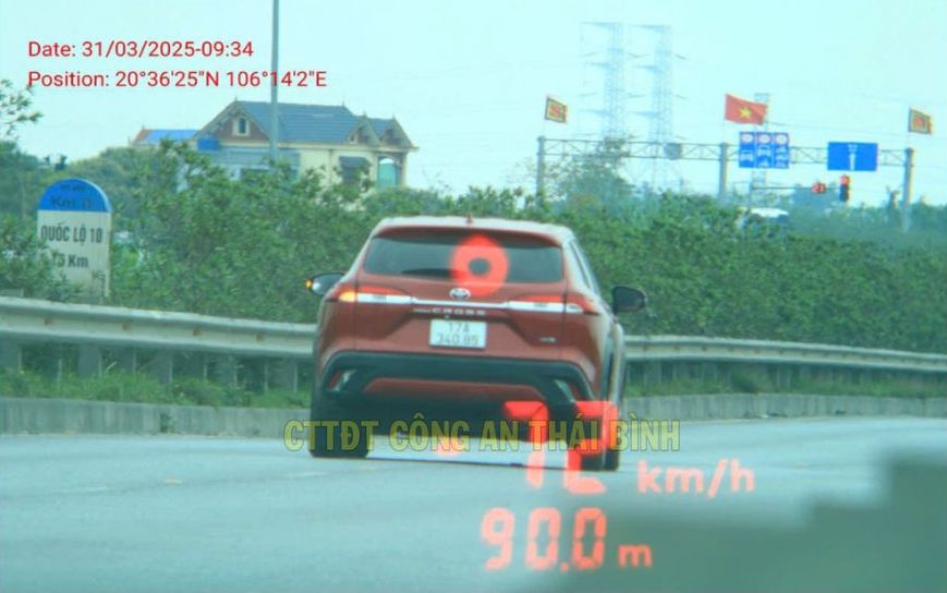 Imagenes de vehiculos que violan el error mas alla de la velocidad de las penalizaciones frias. Foto: Policia de la provincia de Thai Binh