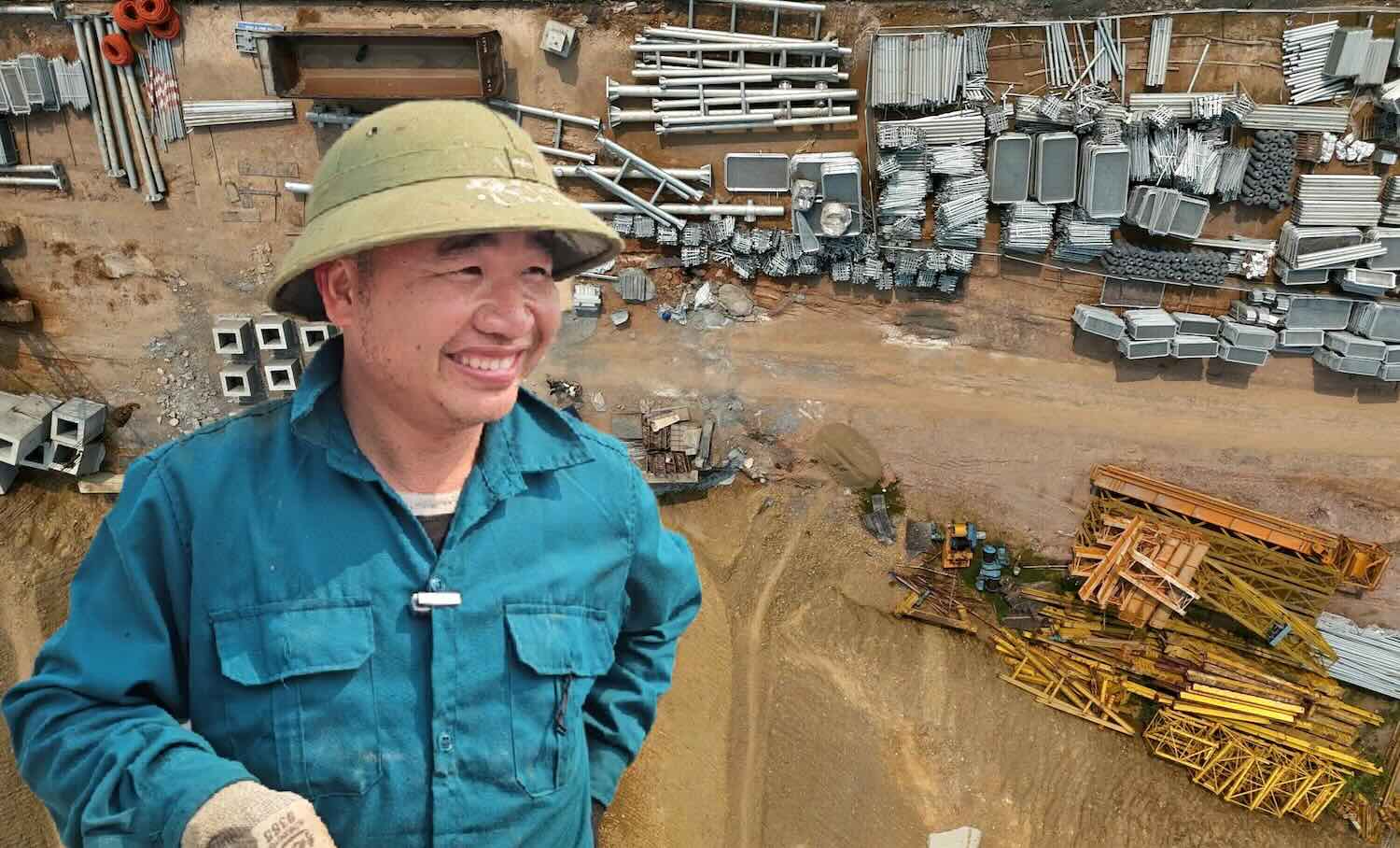 Trabajadores, trabajadores de turno, construyendo la autopista norte-sur del valle de Ang-Bung.