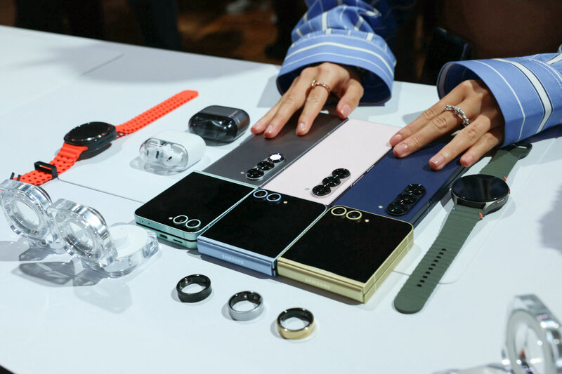 A customer views Samsung products at its experience event. Photo: AFP