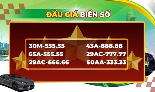 Loạt biển số ngũ quý tiền tỉ trong phiên đấu giá biển số ngày 21-22.4