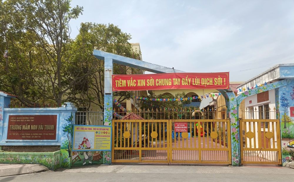 A teacher of Hai Thanh Kindergarten (Hai Phong) was accused of beating students. Photo: Hoang Khoi